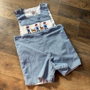 Silly Goose Boys 12M Raggedy Ann Andy Smocked John John Romper Preppy Boardwalk